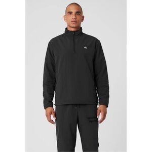 Alo Yoga Light Weight Takeaway Track Pullover Quarter Zip Mens Unisex Black Sz L